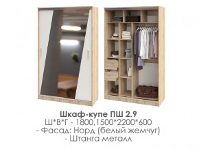 шкаф-купе ПШ-2.9 1500 Норд Белый жемчуг 1500 в Чесме - chesma.magazinmebel.ru | фото